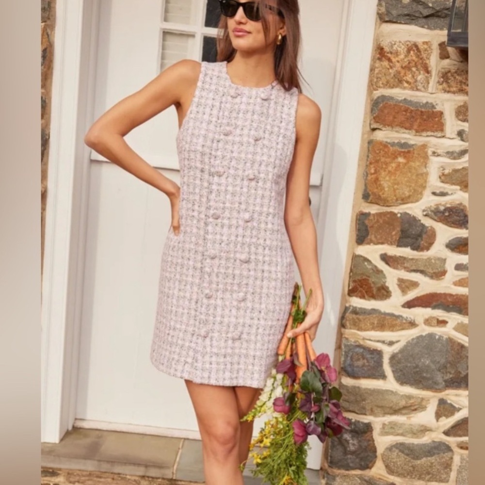 Tuckernuck Pomander Place Bianca Dress Peony Pink Tweed Mini Size Medium M *